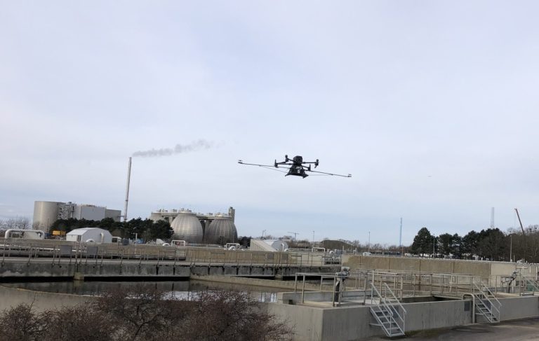 Drone flying at Avedøre wastewater plant