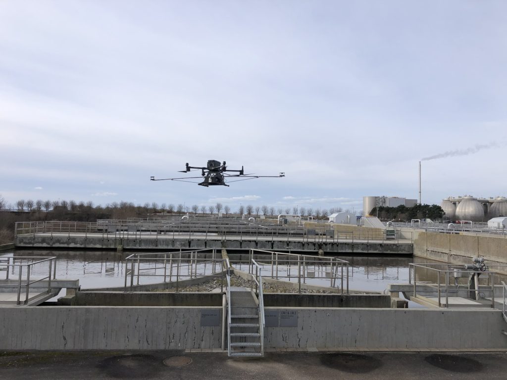 Drone flying at Avedøre wastewater plant